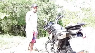 Blonde Girl Gets Her Ass Fucked Twice By A Guy Who Helped Her Wash Her Motorcycle In The Creek