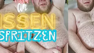 Hairy gay bear pisses and cums hard