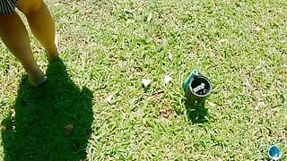 I Control Her Pussy in Public - She Moans and Is Embarassed