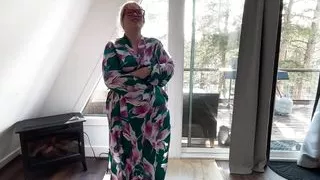 Stripping Whore Shows off Her Curves in Front of the Window Shaking Her as and Jiggling Her Boy She Instructs You to Cum