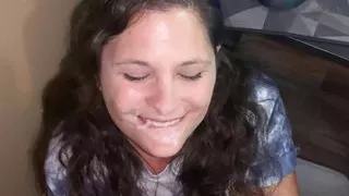 Nerd wishes for Weeb Girlfriend, appears and sucks his dick, cums on her face