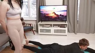 Fit Babe Gets Protein Dosed at the Gym: Hardcore Workout, Flexible Positions, Facial