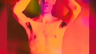 British Freddie Sunfields in Red Flaming Lights Hard Cock