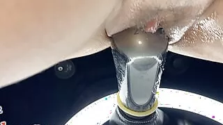 Blue Sharon Puts the Gear Stick up Her Pussy