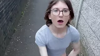 Risky Public Alleyway Gets My Trans Cock Hard and Ready for Sucking