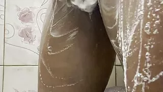 Hungry Indian Black Thick Dick waiting to fuck his girlfriend gets so horny while bathing