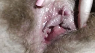 Closeup big clit masturbation hairy pussy