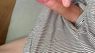 Uncut cock in panties cums with thick sperm