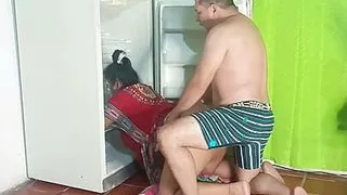 My stepsister gets stuck cleaning the fridge, I fuck her and cum in her vagina and ass