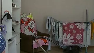 I spied on my mother-in-law and watched her vacuuming naked