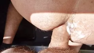 Hot cruise of a stranger in public near the highway with cum!