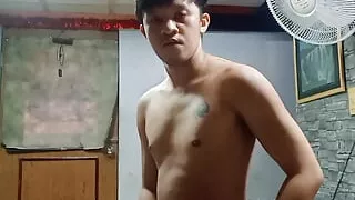 Sporty Asia Teen Wanks In Front Of His Bike