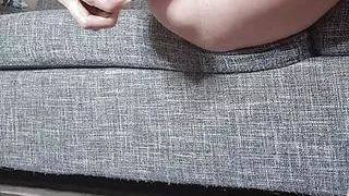 masturbating wet pussy and deep penetration in my sofa alone at home