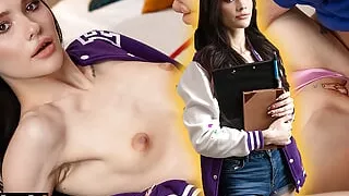 FAKEhub Tiny College girl thinks new roommate is blind before he gives her teen pussy a creampie