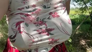 Horny wife masturbates outdoors waiting for a stranger to fuck her pussy - Milky Mari