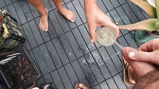 Washing Down the Cum with Piss After a Nice Blowjob