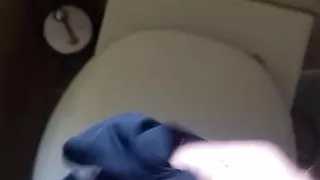 Tradesman wanking with customers panties