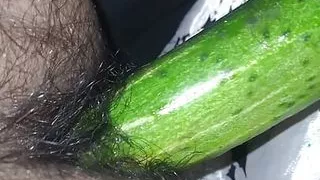 Fucking my sexy tight ass from cucumber