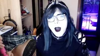 Fuck Face, Davine fucking a huge toy while chatting with Fans