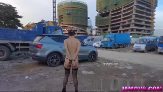 Asian Girl Posing with tied hand Outdoor