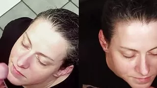 Dirty Dees split screen amateur homemade facial cumshot