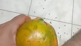 Enjoying a breakfast of papaya with milk ????