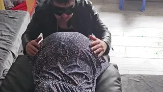 The elegant lady in the dress allows herself to be ridden and fucked on the back by a biker