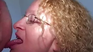 Curly Slut Sucks and Fucks for Cum