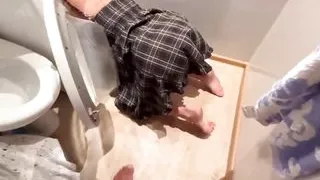 First and tight anal in the washing machine