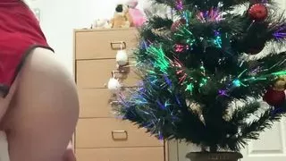 Santa Cums Under the Christmas Tree