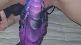Got my pussy fucked with my new dragon dildo.