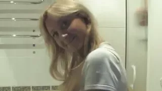 Sexy blonde teen in solo shower scene