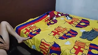 Stepmother With Brown Buttocks Models Me In A Short Black Skirt And Touches Her Wet Vagina