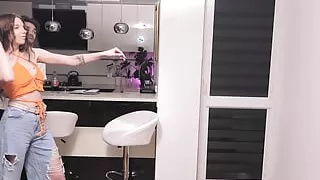 A Sexy Strip Dart Game with a Hot, Big Tits Brunette