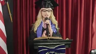 Teen Aubrey Gold Is Naked Under Her Cap and Gown