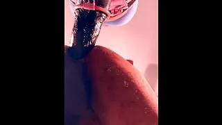 Stuffing husband's ass with my Mr. Hankey's Toys Jack Hunter BBC