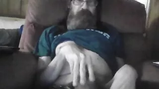 skinny twink jerking off in reclier and showing his tight little asshole while talking