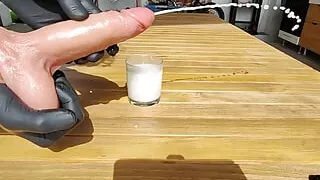 This dildo will cum like a cannon if you squeeze its balls