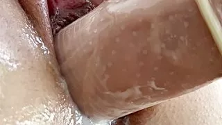 big dick fuck shaved dripping wet creamy pussy close up and creampie cum inside