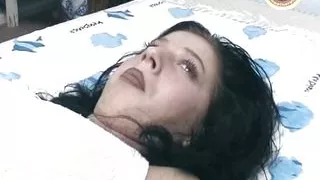 Dark-haired German babe fingering and rubbing her beautiful pussy