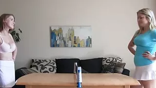 A massive sex machine is used on her tight pussy