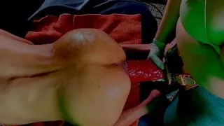 Filling his slutty hole with Mr. Hankey's Theeng!