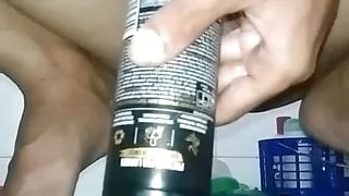 Slimboy from batam gaping with bottle