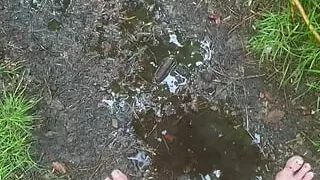 Left clothes and cum after a long walk naked