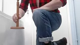 Gay skinhead chav fucks his own arse through Levis