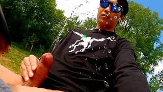 Pissing over and over while mowing the lawn