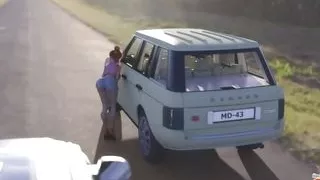 Dobermans Delicious Tasty Whore Swallowing Her Lover's Huge Cock on the Road Sex Sweet Pleasure Tasty Buttocks Thirsty