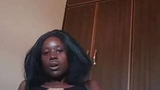 Biglips38 playing happily with beads in her waist and  black dildo and cuming quitely