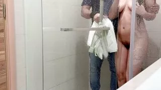 Step Mom Hot Sex After Bath Under the Shower Sex Video with Hindi Audio