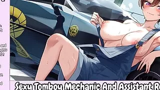 Sexy Tomboy Mechanic And Assistant Rub Ice Over Each Other's Sweaty Bodies - Erotic Audio For Men